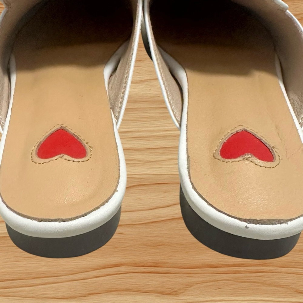 Women’s Vero Cuoio Genuine Leather White Low Heel Slip-on Mule Loafers - Size 8 - Picture 9 of 12